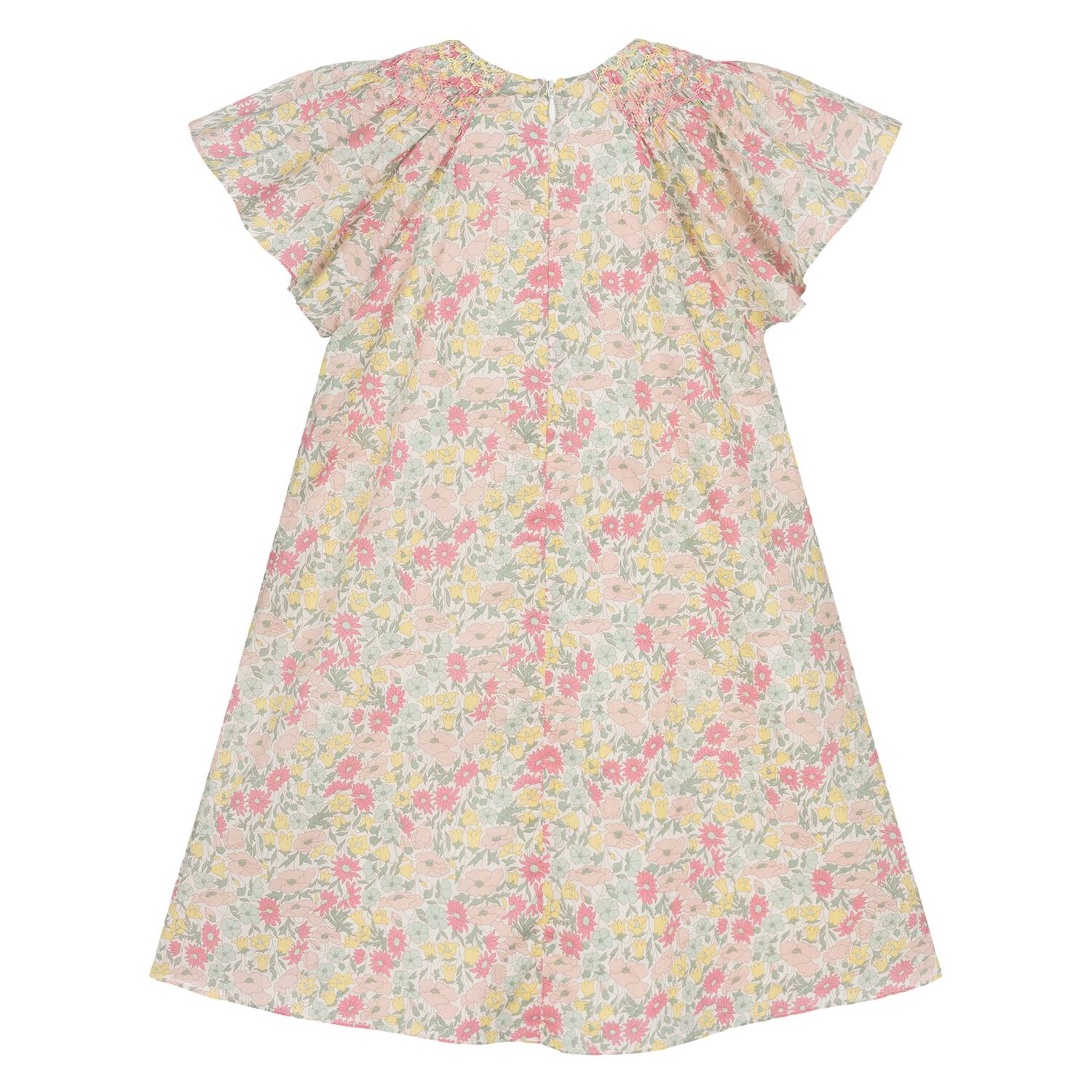 Girls Pink & Yellow Floral Liberty Print Dress, 1, hi-res