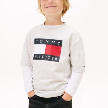Boys Grey Logo T-Shirt