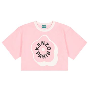 Girls Pink Boke Flower Logo T-Shirt