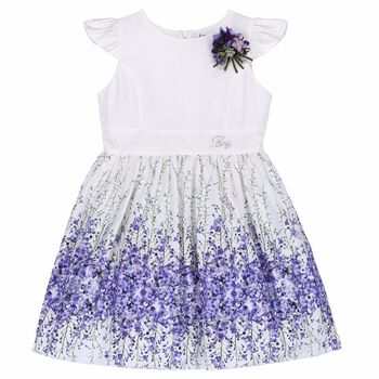 Girls Ivory & Purple Dress