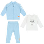 Younger Boys Blue & White Logo 3-Piece Tracksuit, 1, hi-res