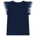 تيشيرت بنات تول بالشعار باللون الكحلي, 3, hi-res