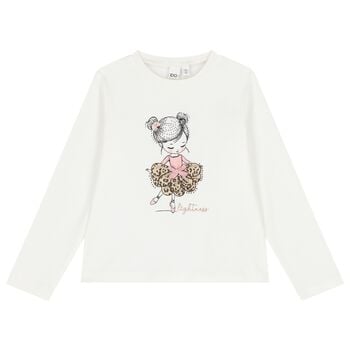 Girls Ivory Long Sleeve Top