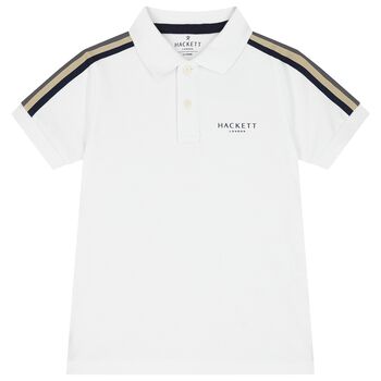 Boys White Logo Polo Shirt