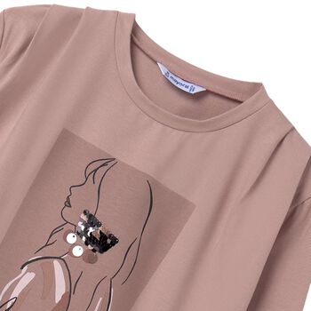 Girls Pink Sequins Long Sleeve Top