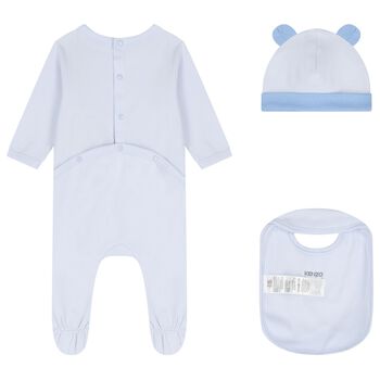 Baby Boys Blue Elephant Logo Babygrow Gift Set
