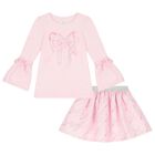 Girls Pink Logo Bow Skirt Set, 1, hi-res