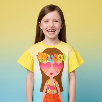 Girls Yellow & Blue T-Shirt