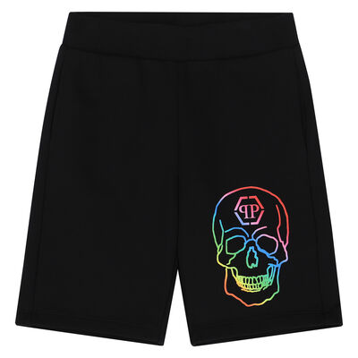 Boys Black Skull Logo Shorts