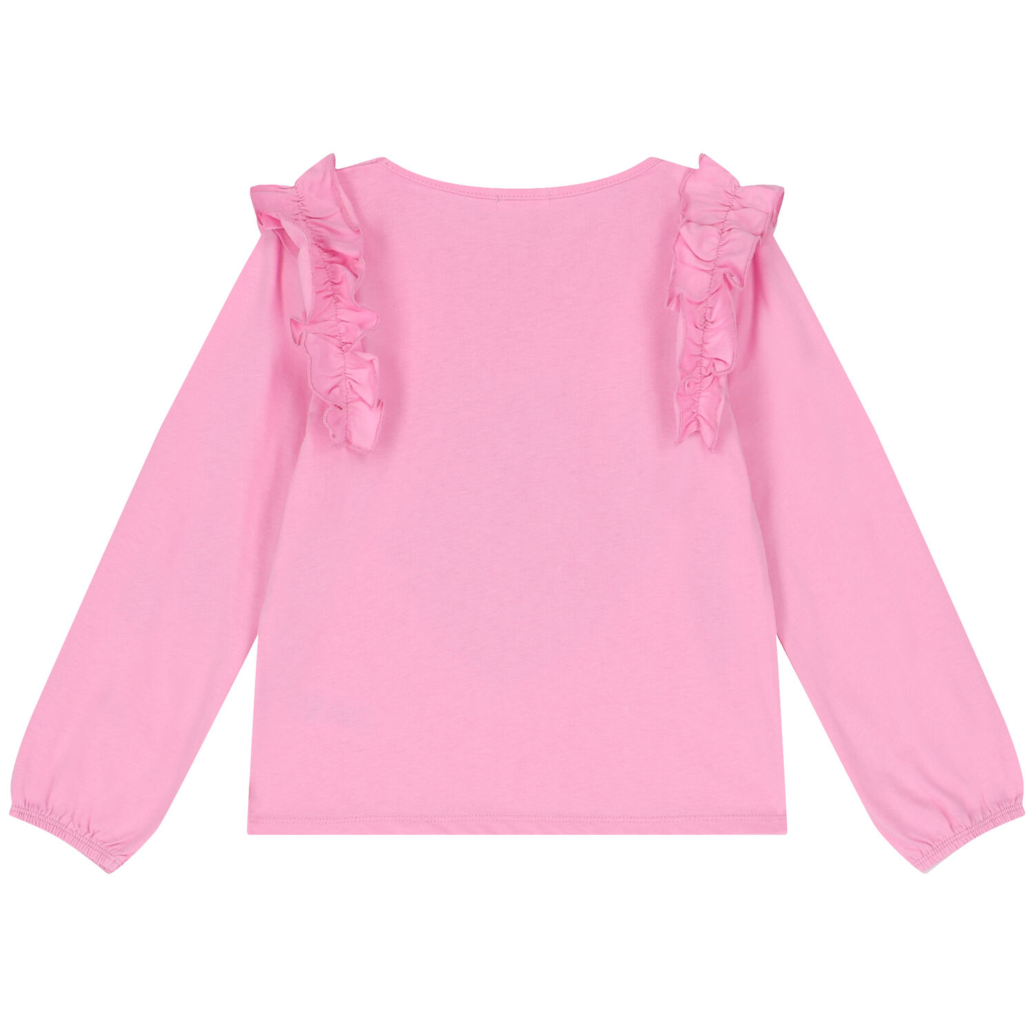 Girls Pink Ruffle & Heart Long Sleeve Top, 1, hi-res