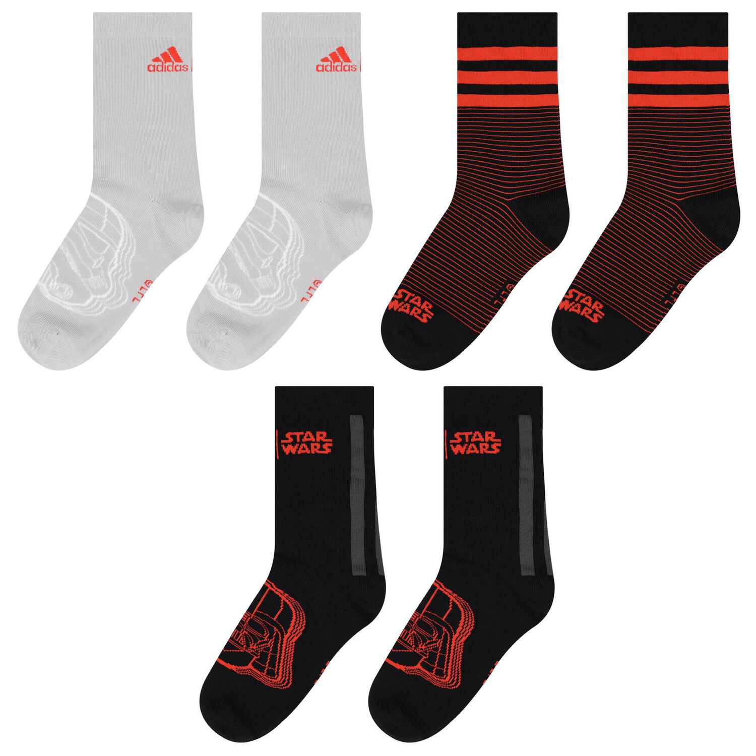 Black & Grey Star Wars Logo Socks ( 3-Pack ), 1, hi-res image number null
