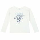 Girls White Long Sleeve Logo Top, 1, hi-res
