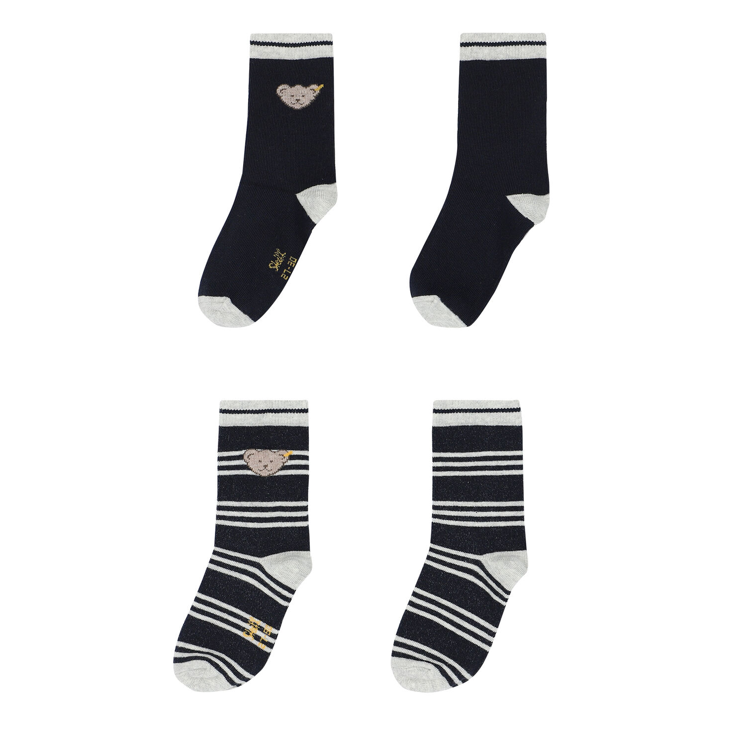 Boys Grey & Navy Teddy Socks ( 2-Pack ), 1, hi-res image number null