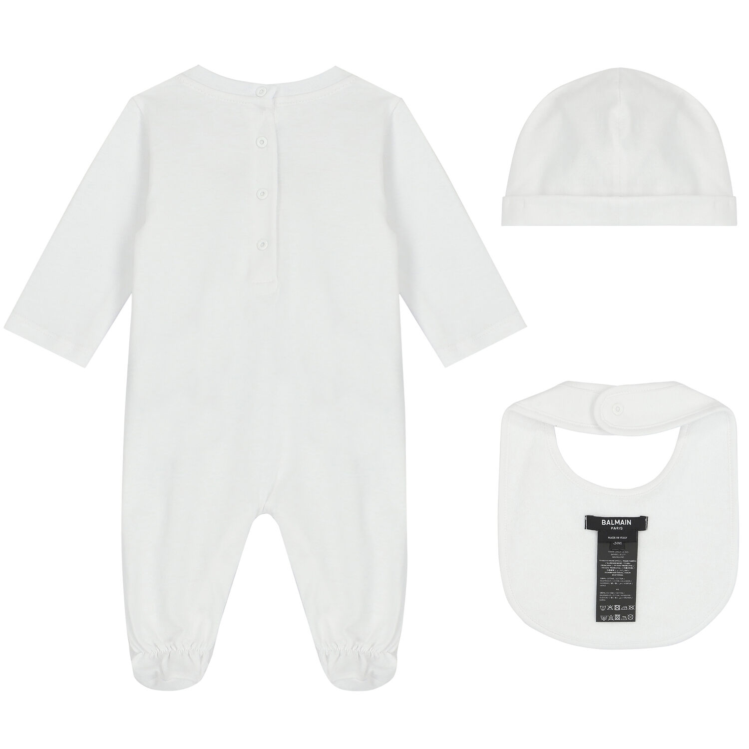 White Logo Babygrow Set, 1, hi-res