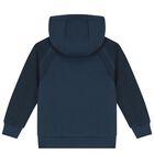 Boys Blue Logo Hooded Zip Up Top, 1, hi-res