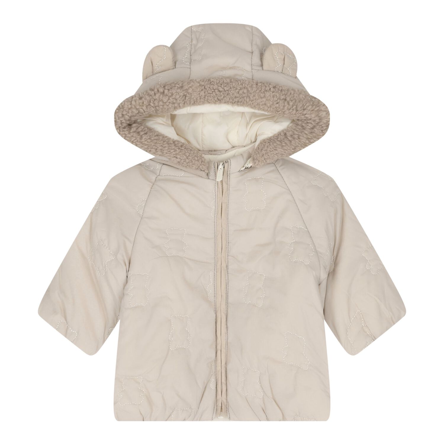 Baby Boys Beige & Ivory Reversible Coat, 1, hi-res