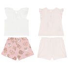 Baby Girls Pink & White Bear Shorts Set ( 2-Pack ), 1, hi-res