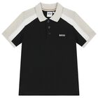 Boys Black Logo Polo Shirt, 2, hi-res