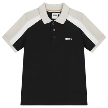 Boys Black Logo Polo Shirt