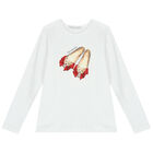 طقم تنورة بنات بطبعة تيدى باللون الابيض والاحمر, 1, hi-res