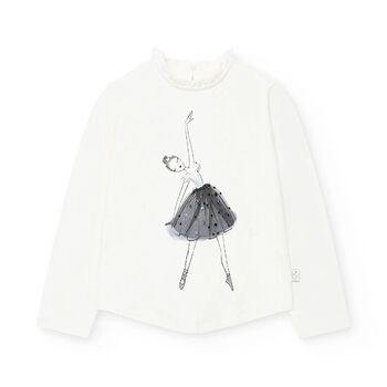 Girls Ivory Ruffled Long Sleeve Top 