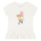 طقم شورت منقوش باللون العاجي والأزرق للبنات , 1, hi-res