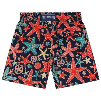 Boys Navy Blue Star Fish Swim Shorts