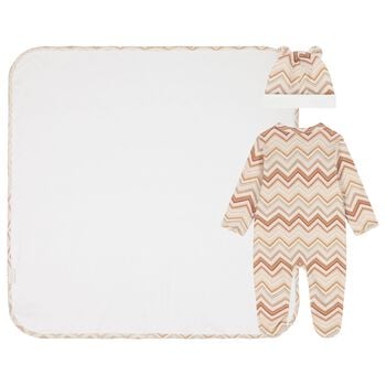 Beige & Brown Zig Zag Babygrow Gift Set