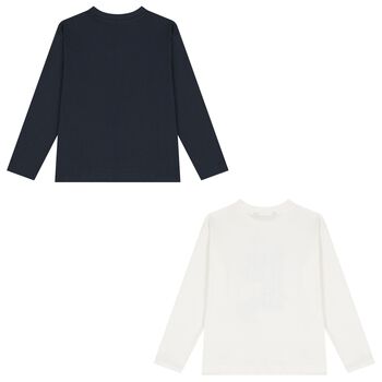 Boys Grey & White Long Sleeve Top ( 2 Pack )