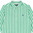 Boys Green & White Striped Logo Shirt, 1, hi-res