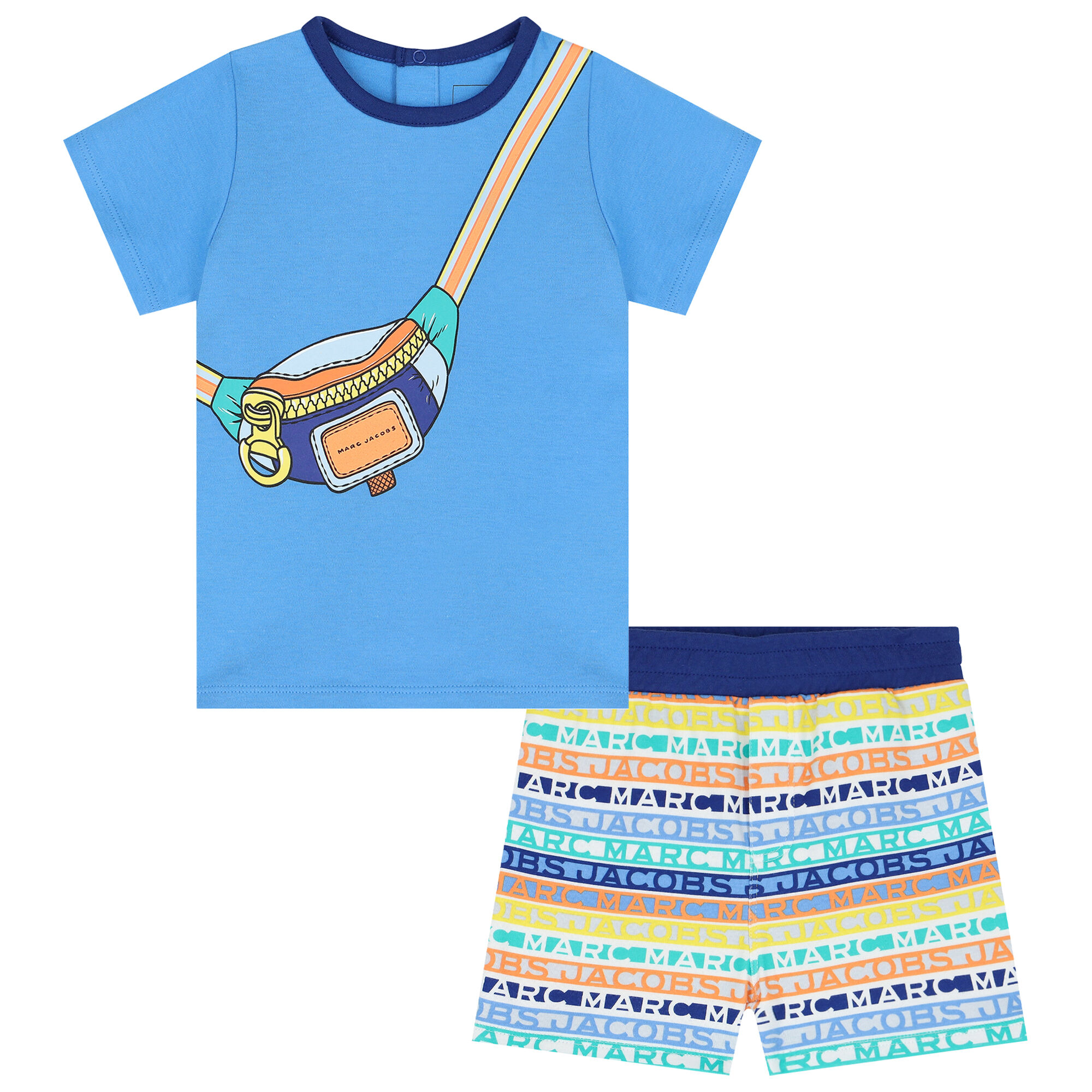 MARC JACOBS Younger Boys Blue Crossbody Bag Shorts Set Junior Couture QA