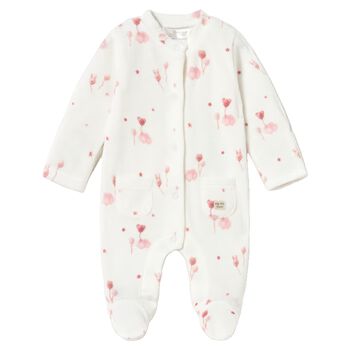 Baby Girls Ivory & Pink Babygrow