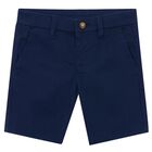 Boys Navy Blue Chino Shorts, 5, hi-res