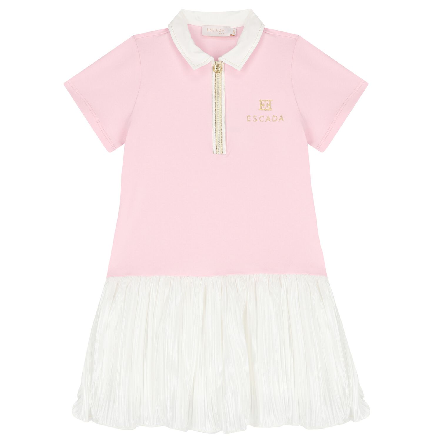 فستان للبنات باللونين الوردي والعاجي مع شعار, 2, hi-res