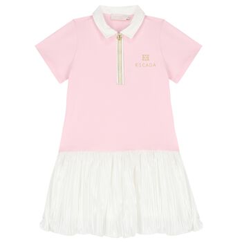 Girls Pink & Ivory Logo Dress