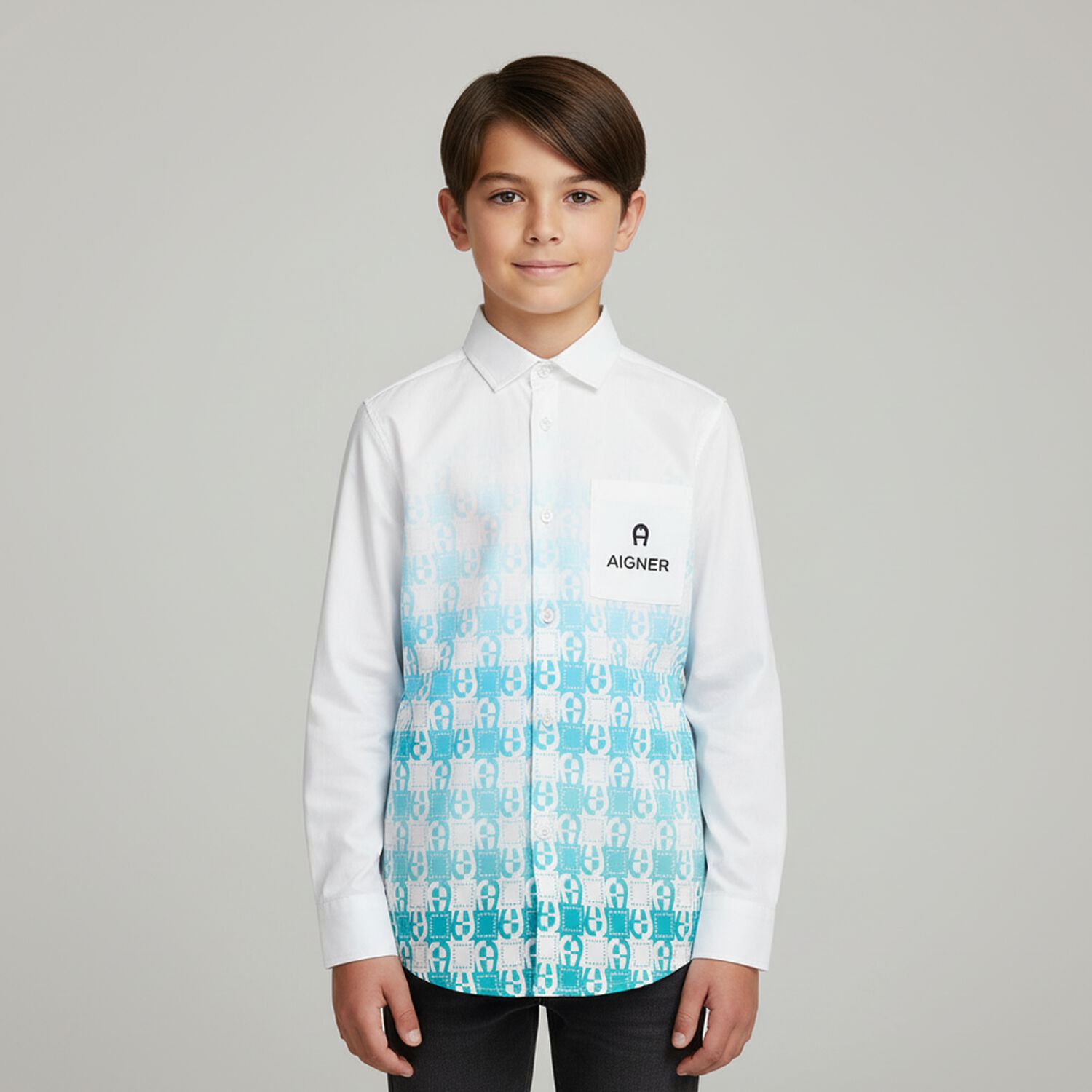 Boys White Logo Shirt, 1, hi-res
