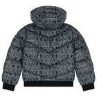 Boys Black & Green Logo Padded Puffer Jacket, 1, hi-res