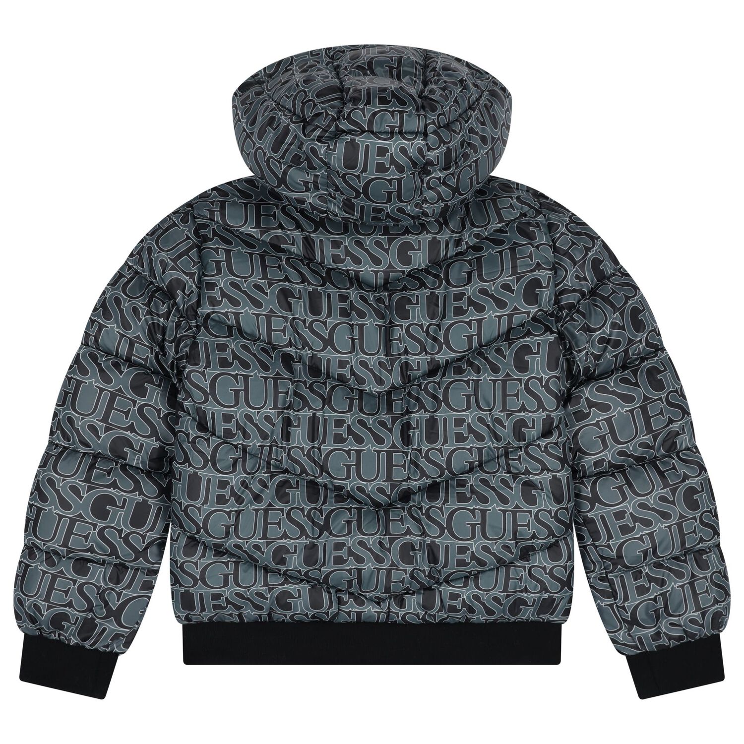 Boys Black & Green Logo Padded Puffer Jacket, 1, hi-res image number null