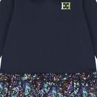 Younger Girls Navy Blue Logo Dress, 2, hi-res