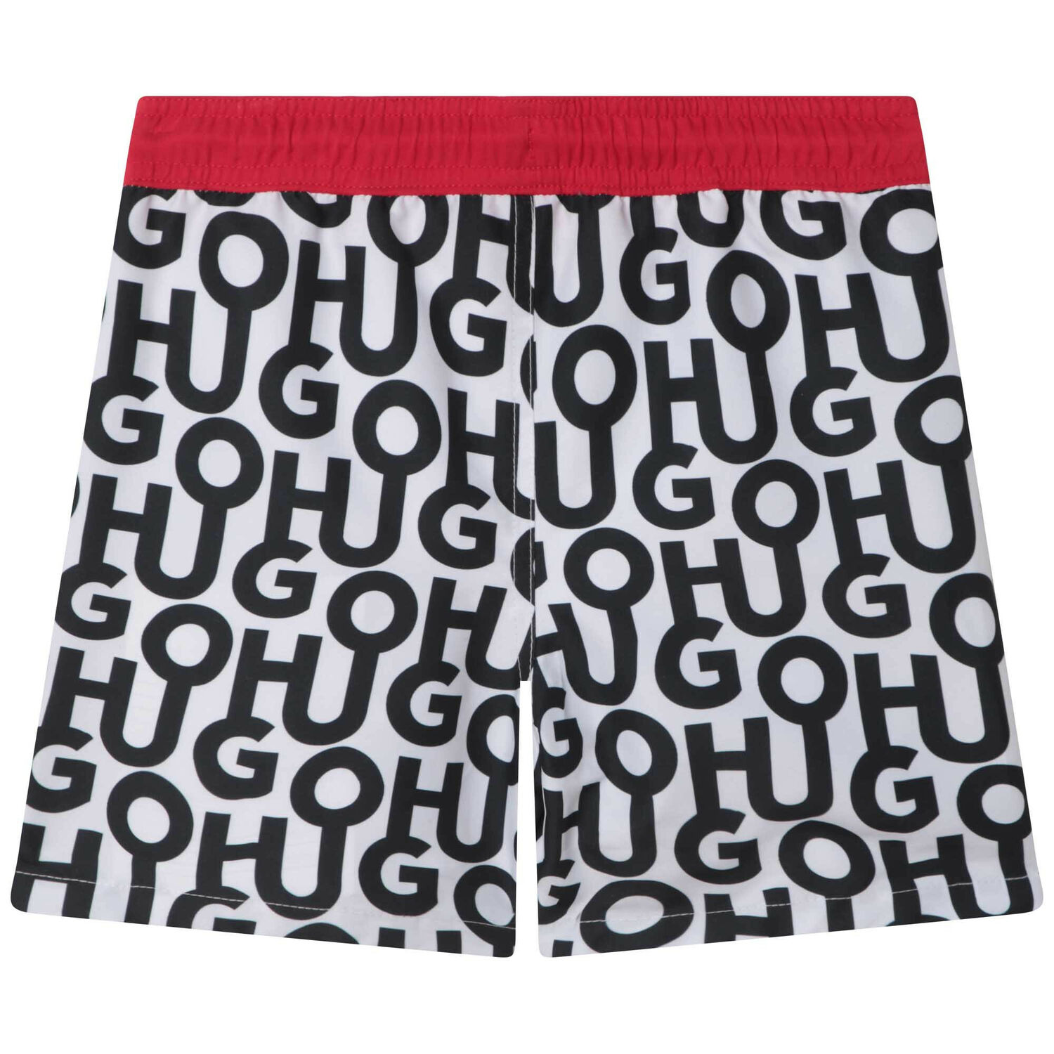 Boys Black & White Logo Swim Shorts, 1, hi-res