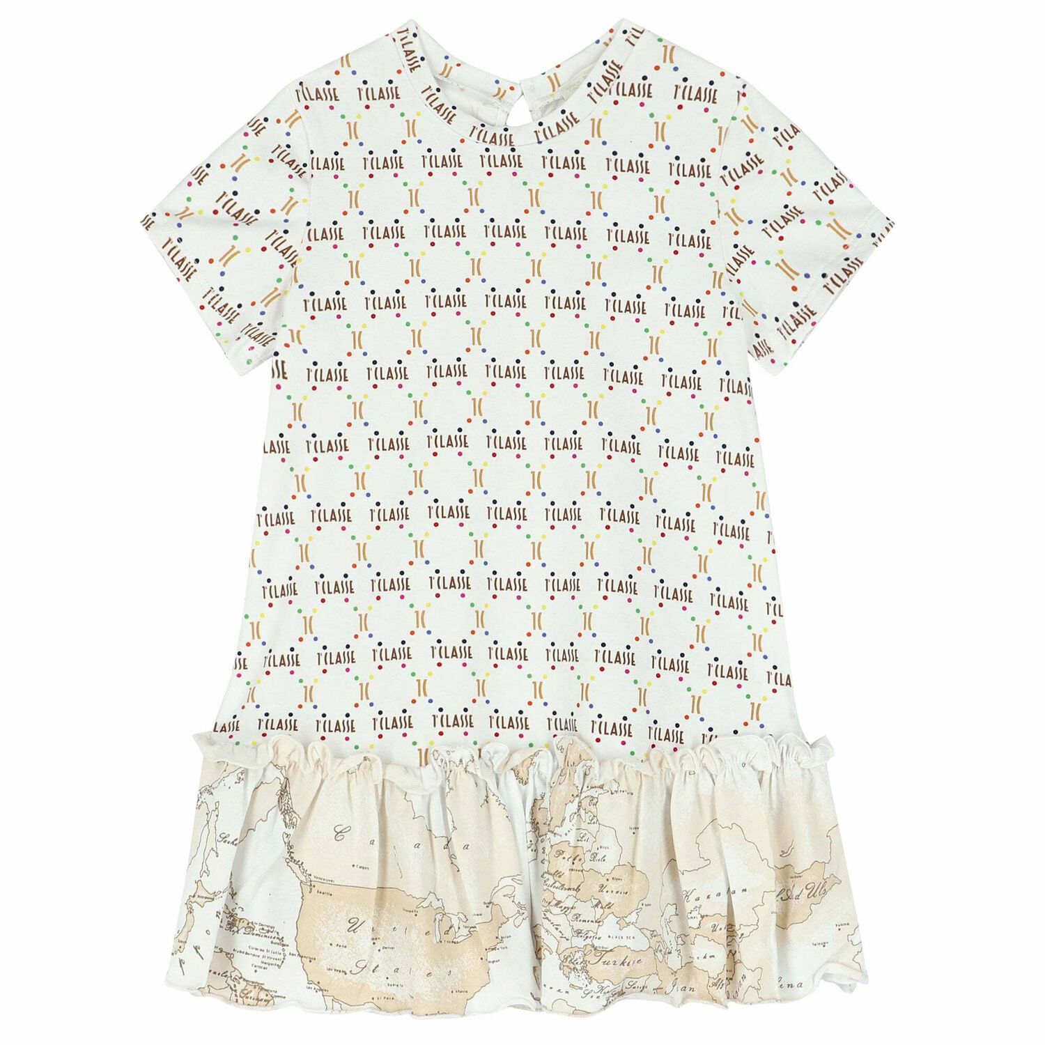 فستان بالشعار باللون الابيض للبنات, 1, hi-res