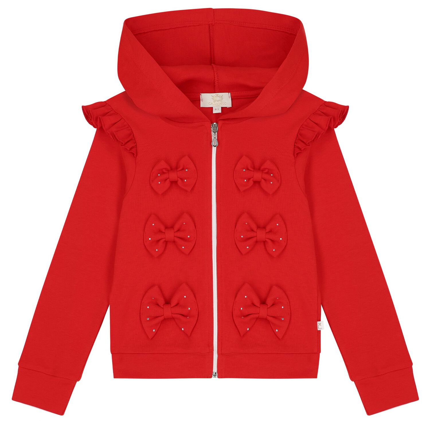 Girls White & Red Ruffled Tracksuit Set, 1, hi-res image number null