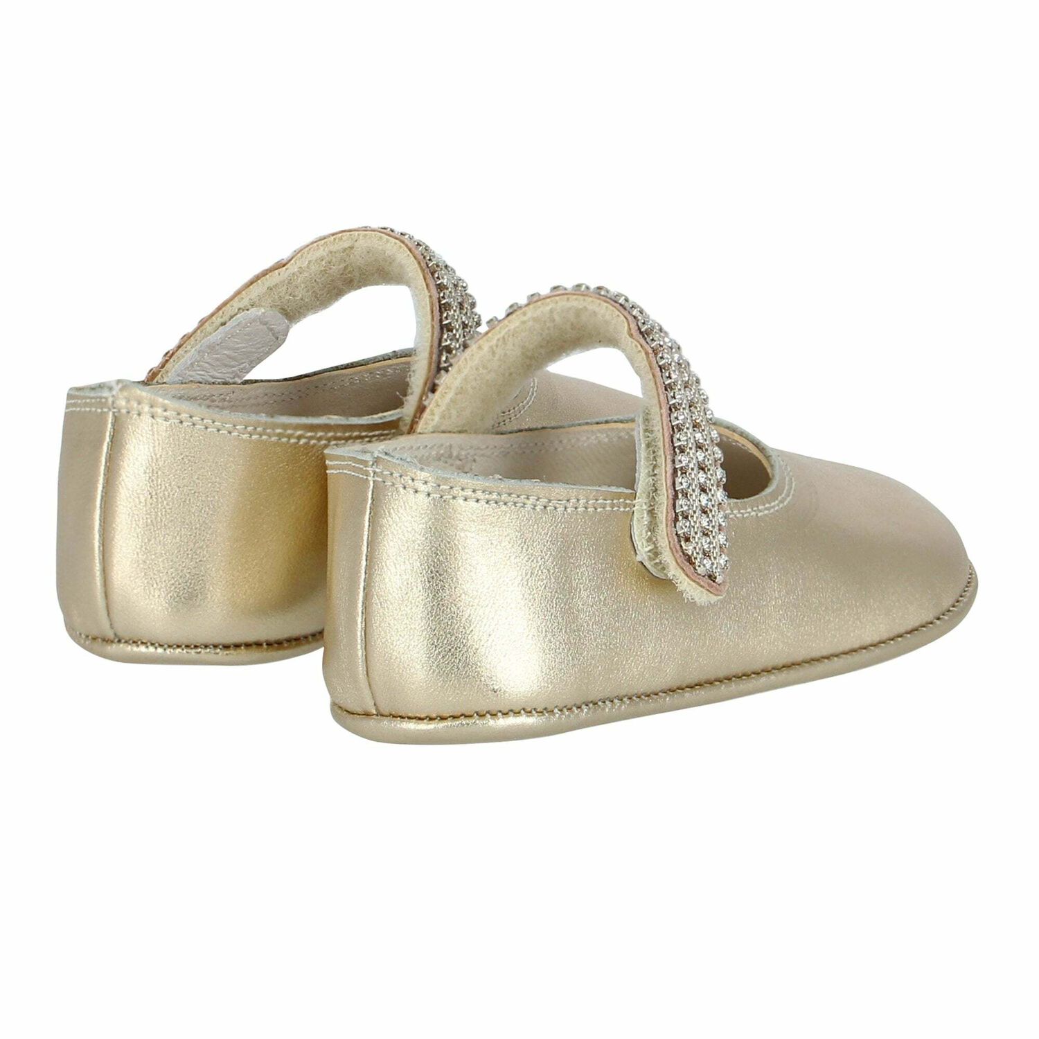 Baby Girls Gold Embellished Pre Walker Shoes, 1, hi-res image number null