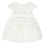 Younger Girls White Bow Organza Dress, 1, hi-res