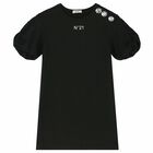 Girls Black logo Dress, 1, hi-res