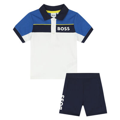 Younger Boys Blue Polo & Shorts Set