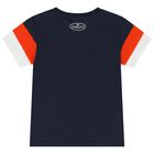 تيشيرت أولاد بالشعار باللون الكحلى, 1, hi-res