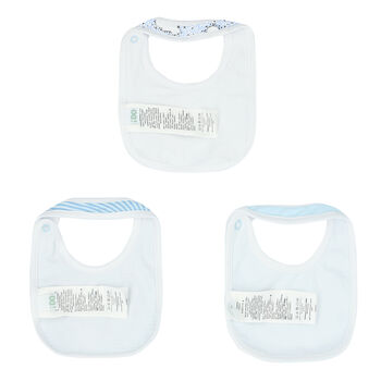 Baby Boys White & Blue Bibs (3-Pack)