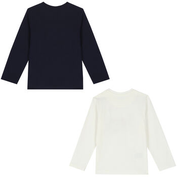 Boys Navy & White Skate Long Sleeve Top ( 2-Pack )