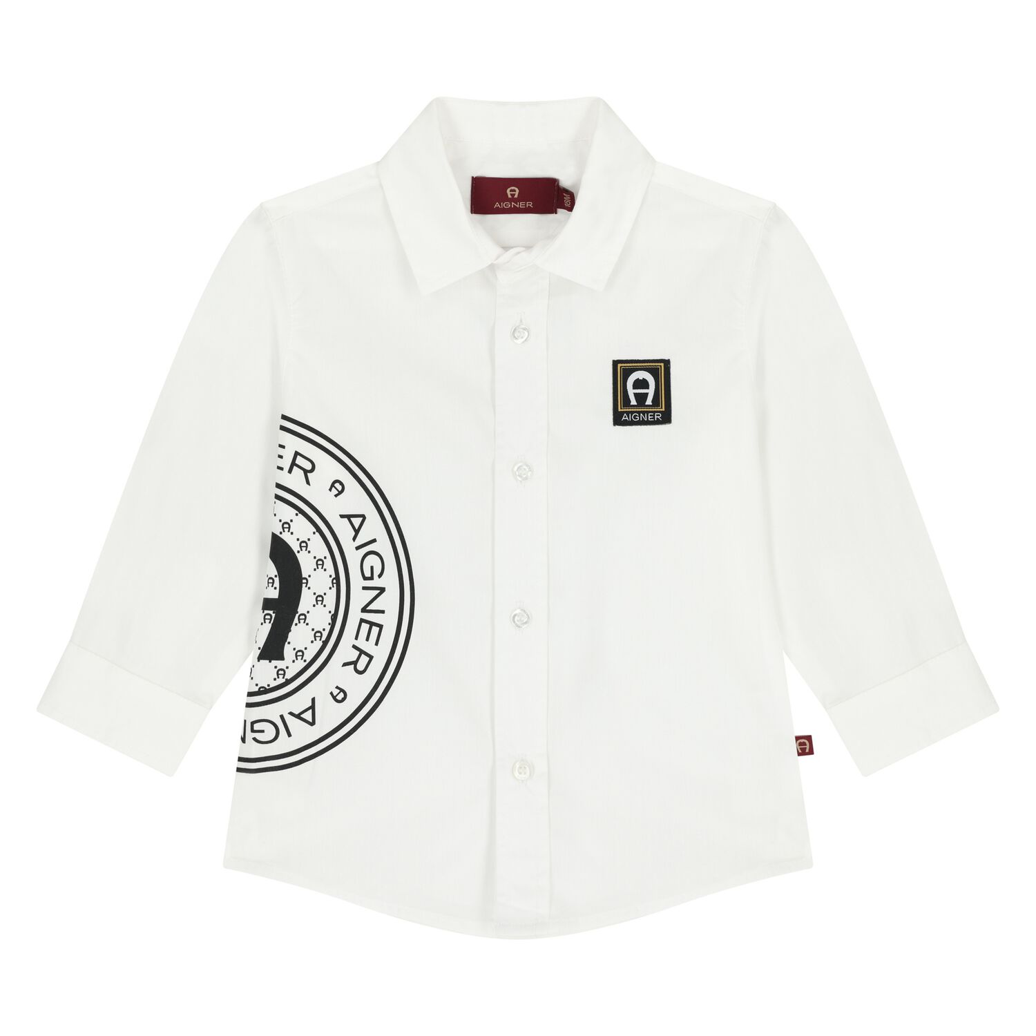 Younger Boys White Logo Shirt, 1, hi-res